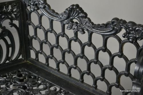 Pair White House Rose Garden Kramer Bros Style Cast Iron Benches - Kernow Furniture