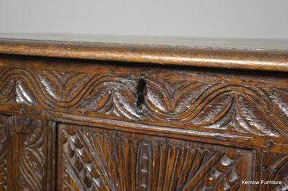 Carved Oak Antique Coffer Blanket Box - Kernow Furniture