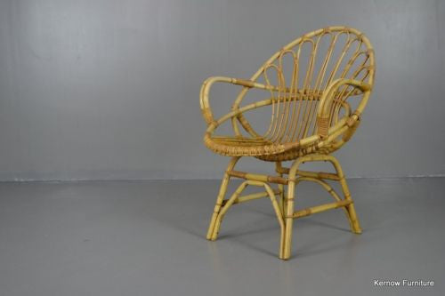 Retro Cane Boho Albini Style Bedroom Chair Small Lounge Chair - Kernow Furniture