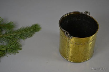 Vintage Riveted Brass Coal Bucket - Kernow Furniture