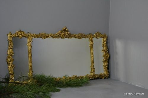 Large Ornate Rococo Style Overmantle Mirror - Kernow Furniture