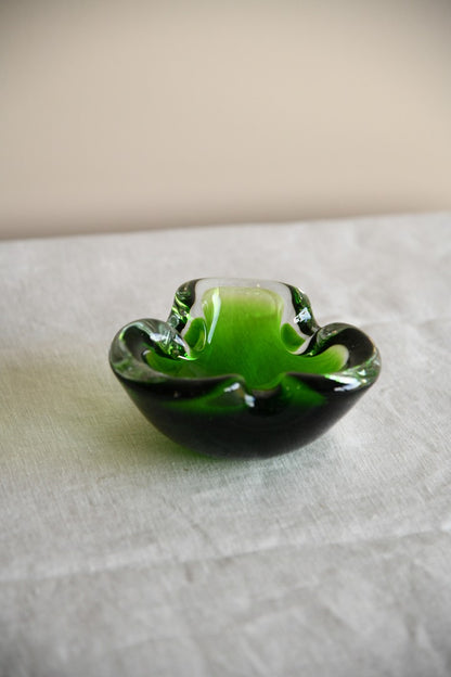 Green Glass Ashtray