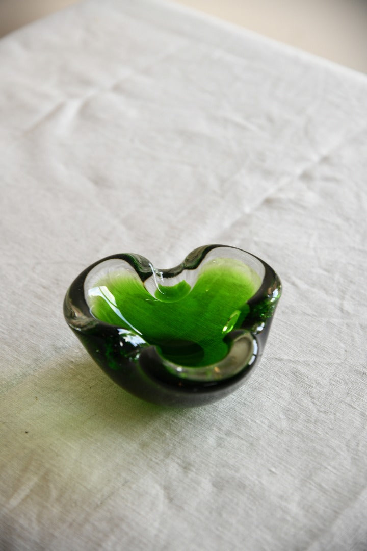 Green Glass Ashtray