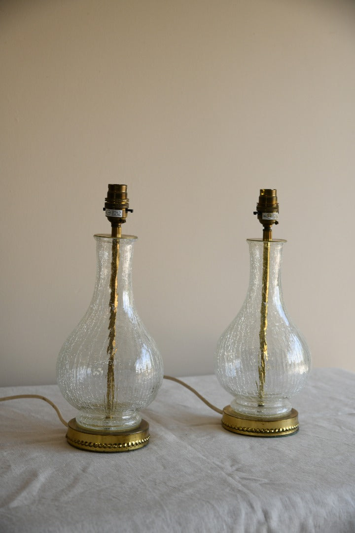 Pair Crackle Glass Table Lamps