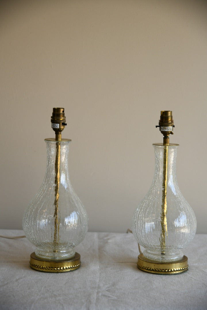 Pair Crackle Glass Table Lamps