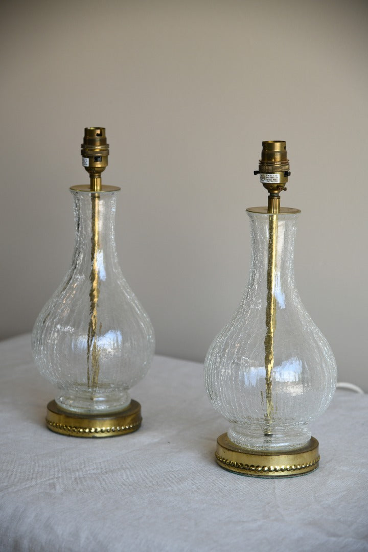 Pair Crackle Glass Table Lamps