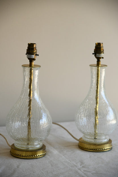 Pair Crackle Glass Table Lamps