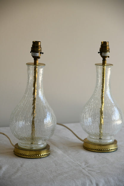 Pair Crackle Glass Table Lamps