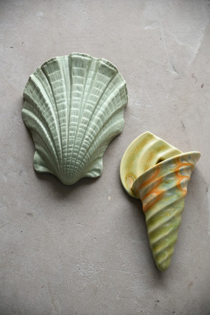 Pair Shell Shaped Wall Vase
