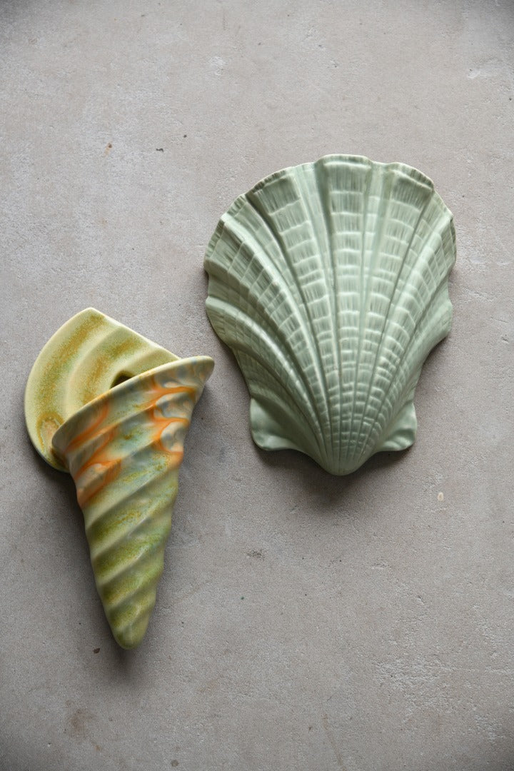 Pair Shell Shaped Wall Vase