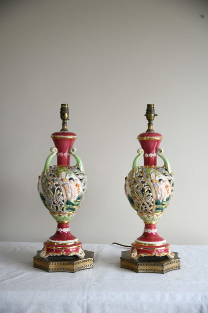 Pair Large Ornate Pierced Table Lamps