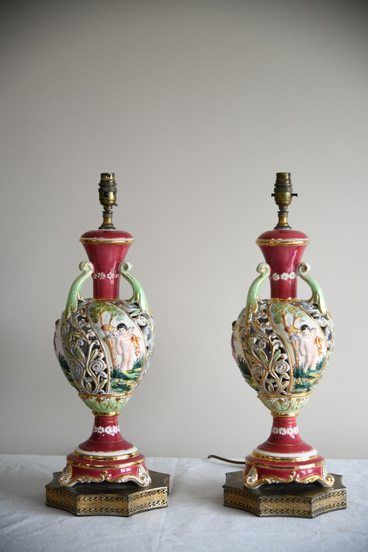 Pair Large Ornate Pierced Table Lamps