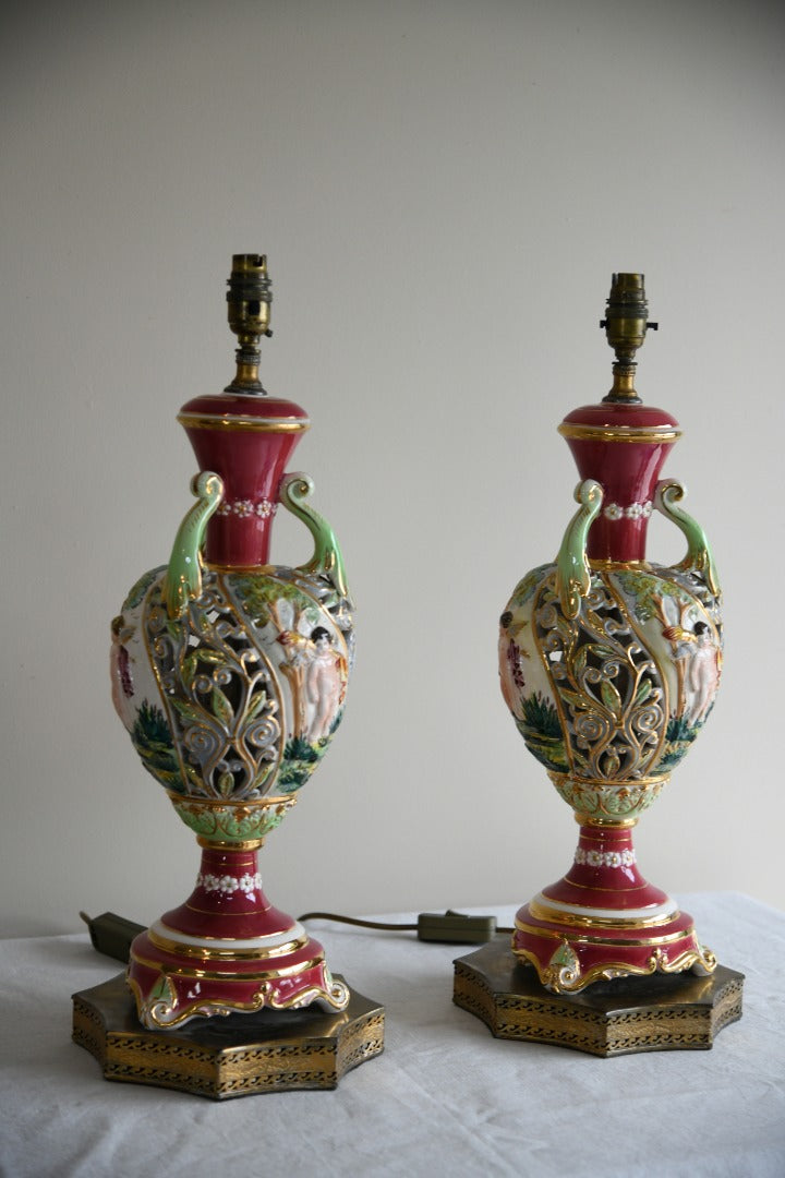 Pair Large Ornate Pierced Table Lamps