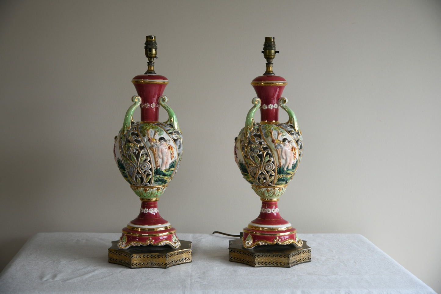 Pair Large Ornate Pierced Table Lamps