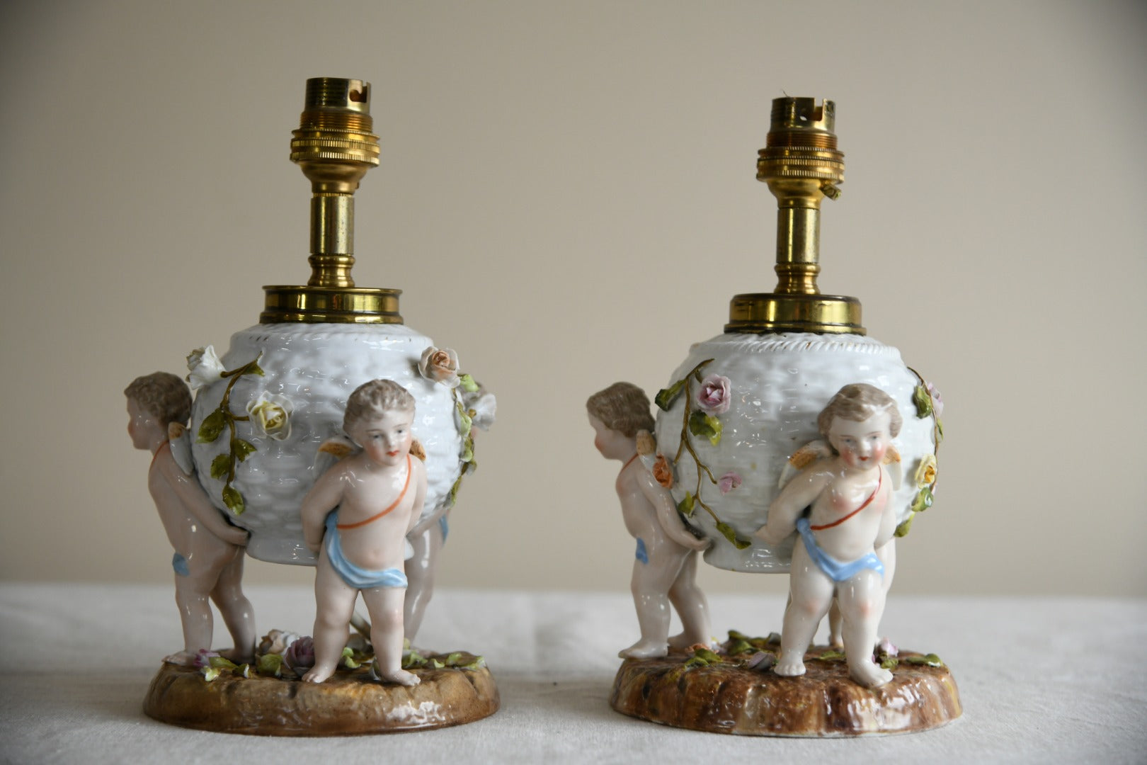 Pair Putti Table Lamps