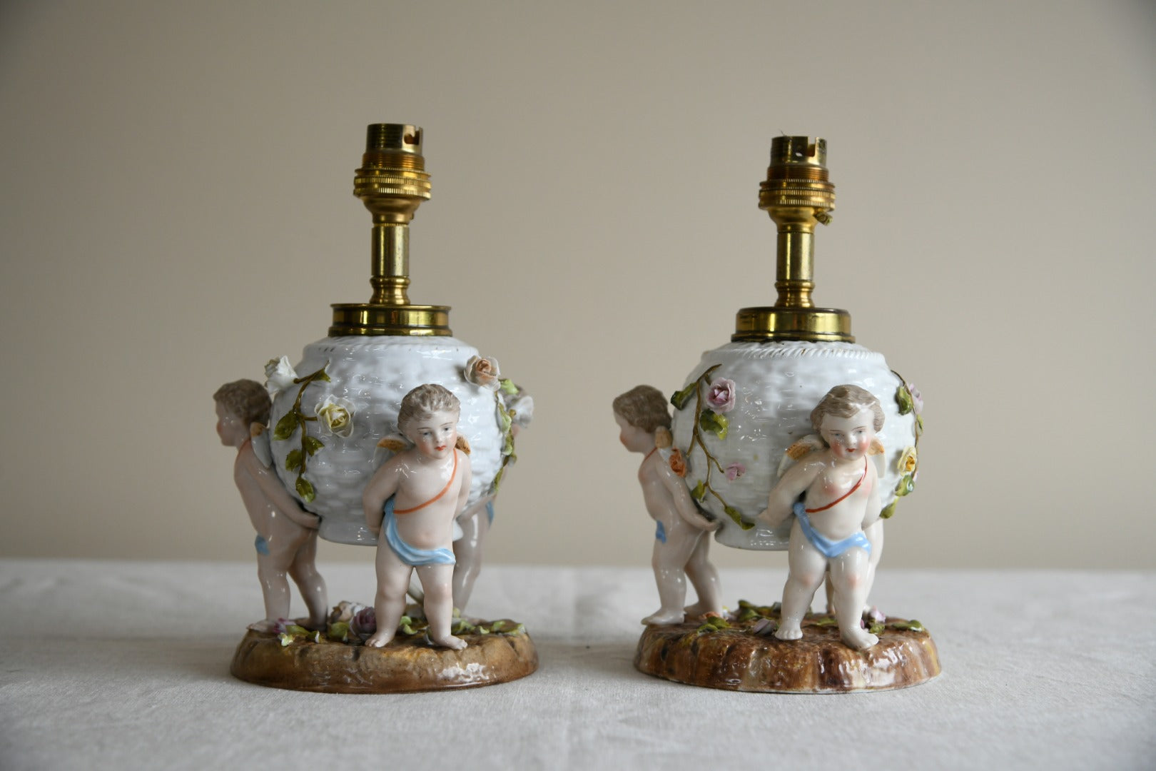 Pair Putti Table Lamps