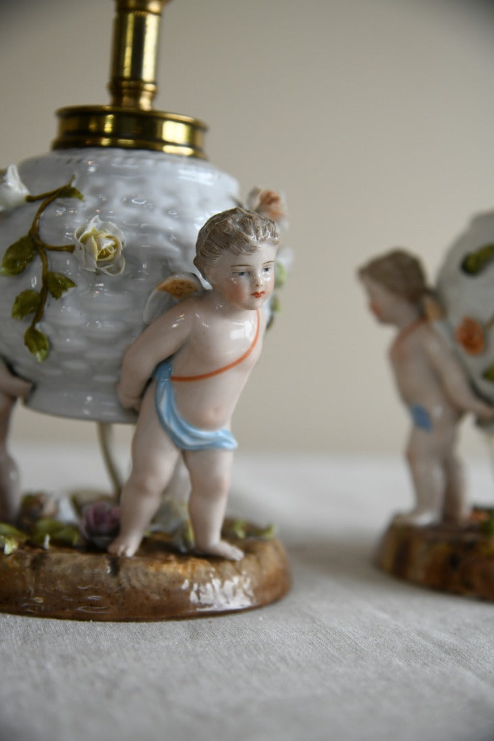 Pair Putti Table Lamps