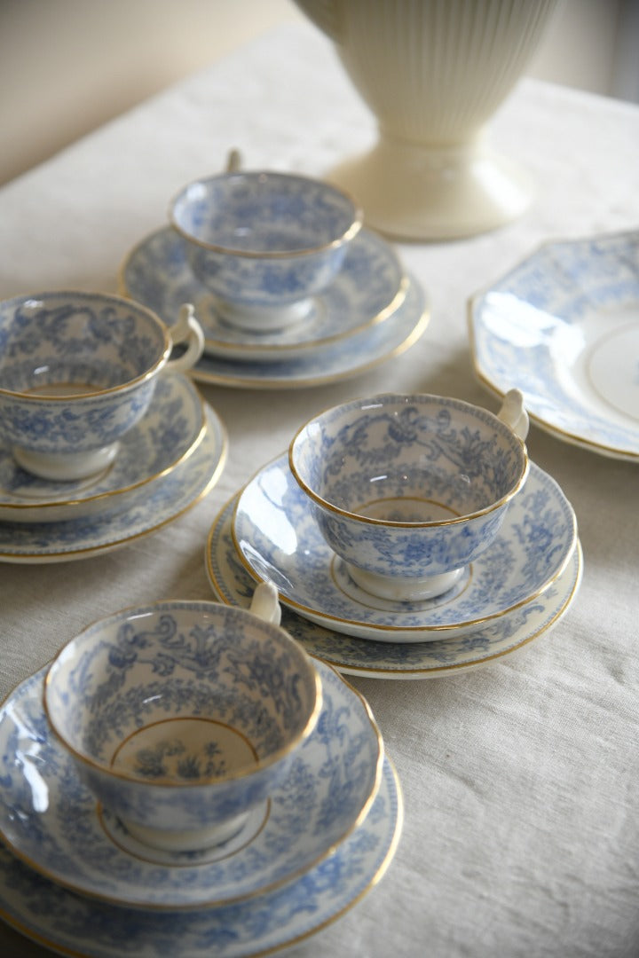 Blue & White Oriental Transferware Tea Set