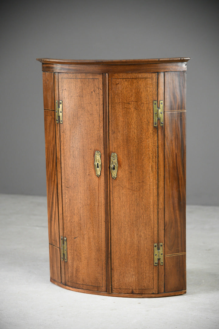 Georgian Mahogany Bow Front Corner Cupboard