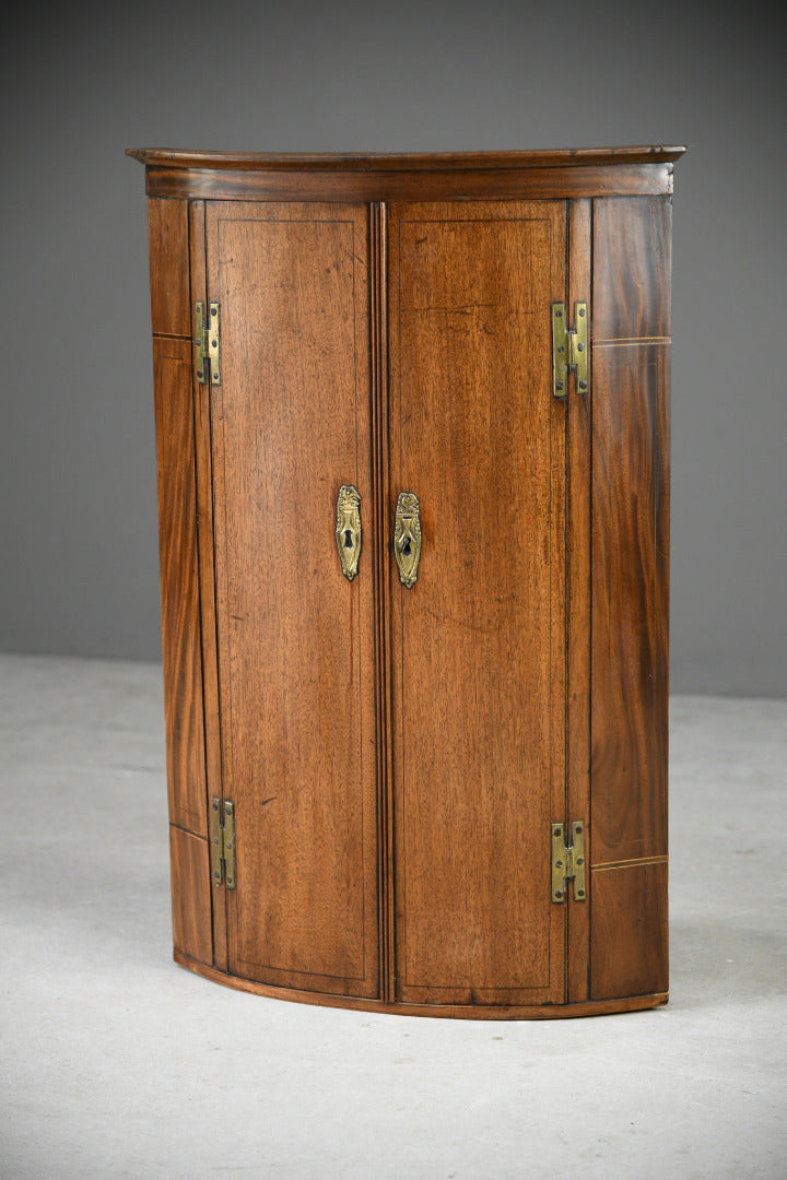 Georgian Mahogany Bow Front Corner Cupboard