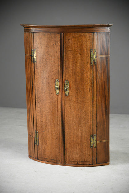 Georgian Mahogany Bow Front Corner Cupboard