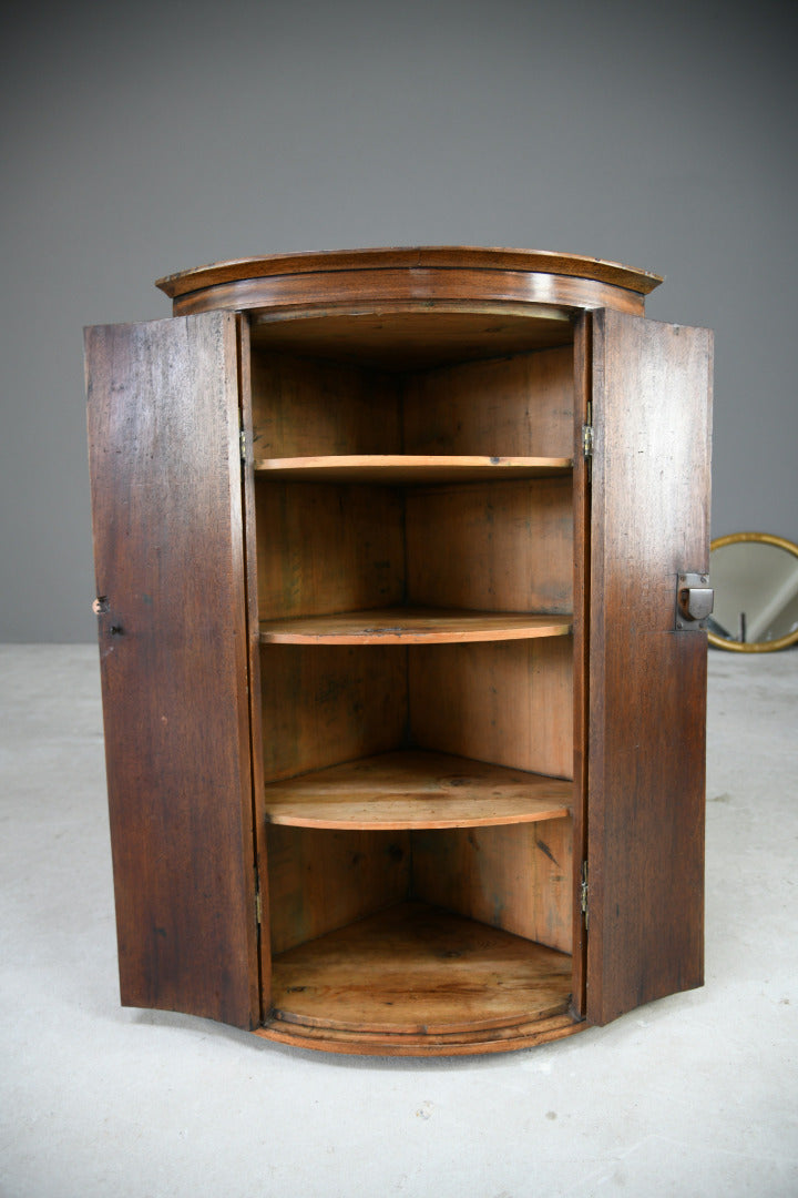 Georgian Mahogany Bow Front Corner Cupboard