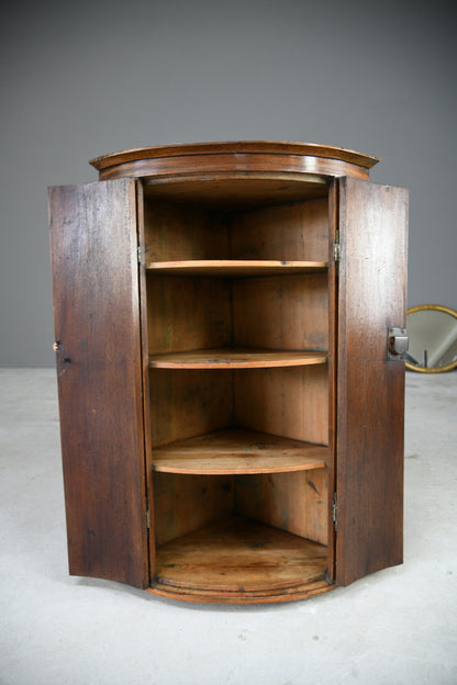 Georgian Mahogany Bow Front Corner Cupboard