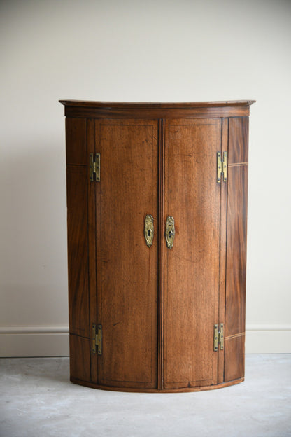 Georgian Mahogany Bow Front Corner Cupboard