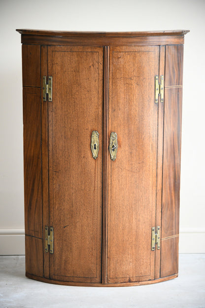 Georgian Mahogany Bow Front Corner Cupboard