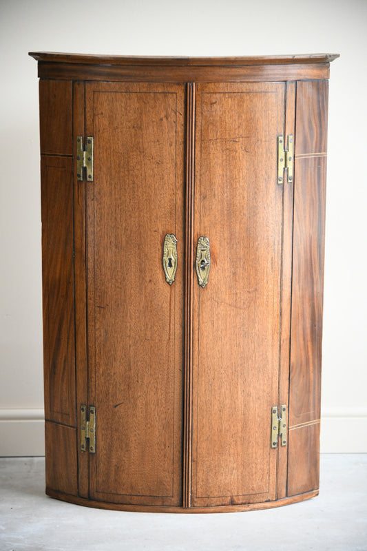 Georgian Mahogany Bow Front Corner Cupboard