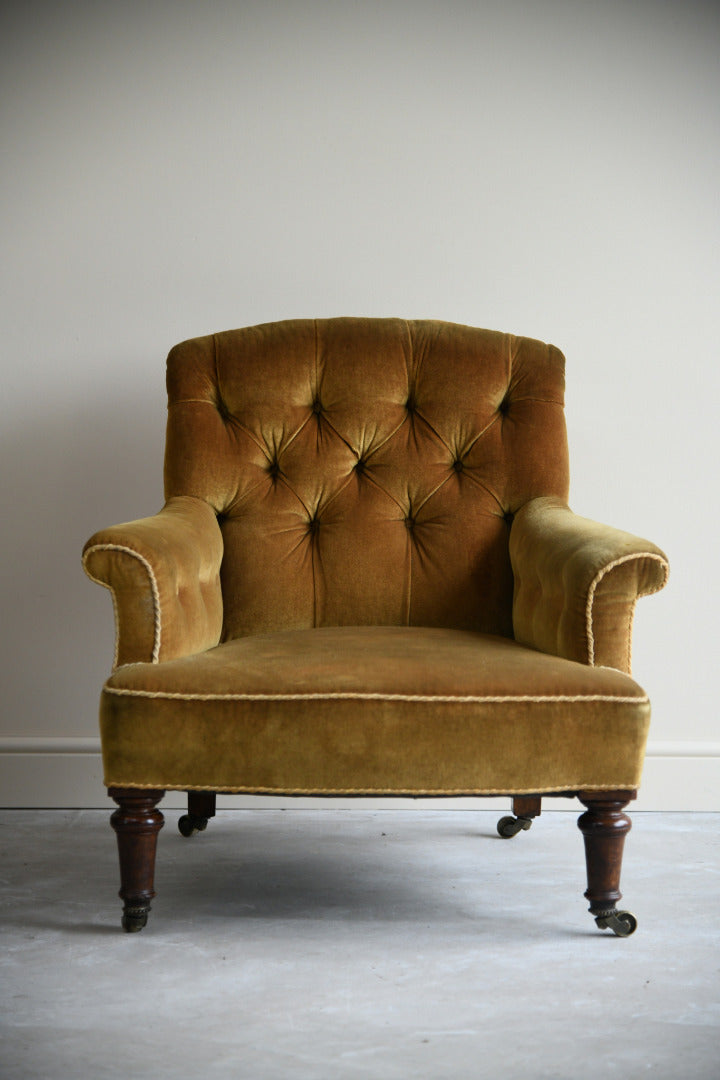 Antique Upholstered Victorian Library Chair