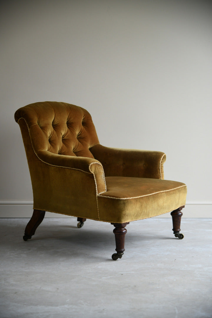 Antique Upholstered Victorian Library Chair