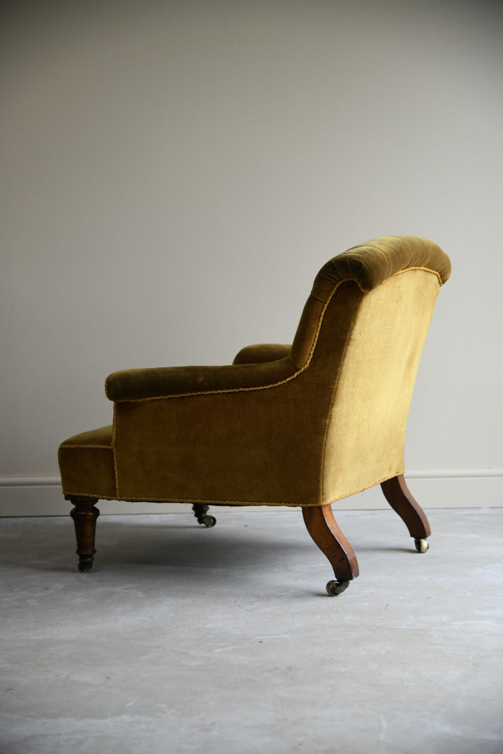 Antique Upholstered Victorian Library Chair