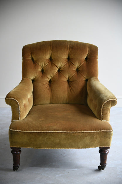 Antique Upholstered Victorian Library Chair