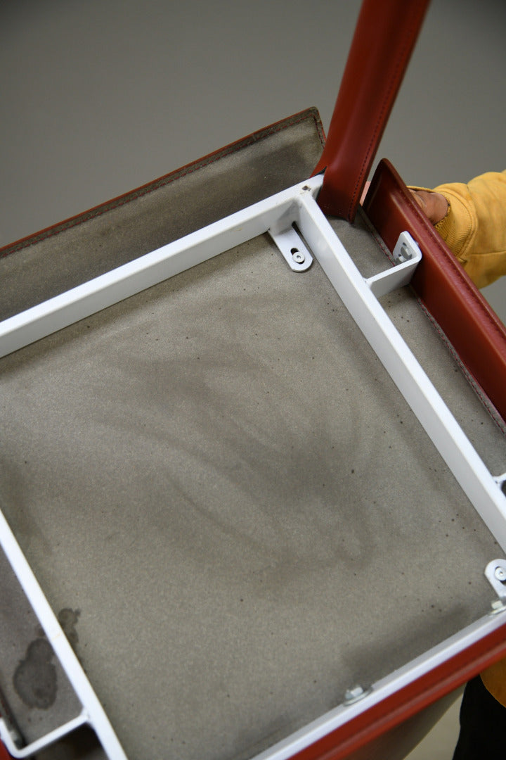 Pair Mario Bellini Style Red Leather Dining Chairs