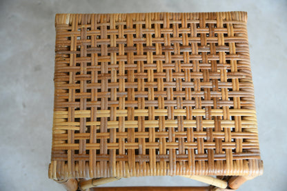 Retro Bamboo & Wicker Stool