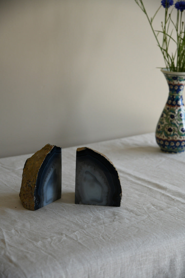 Pair Polished Agate Book Ends