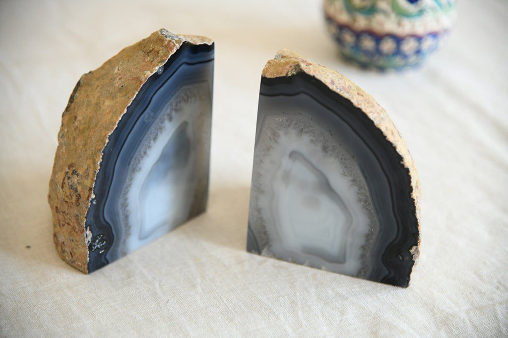 Pair Polished Agate Book Ends
