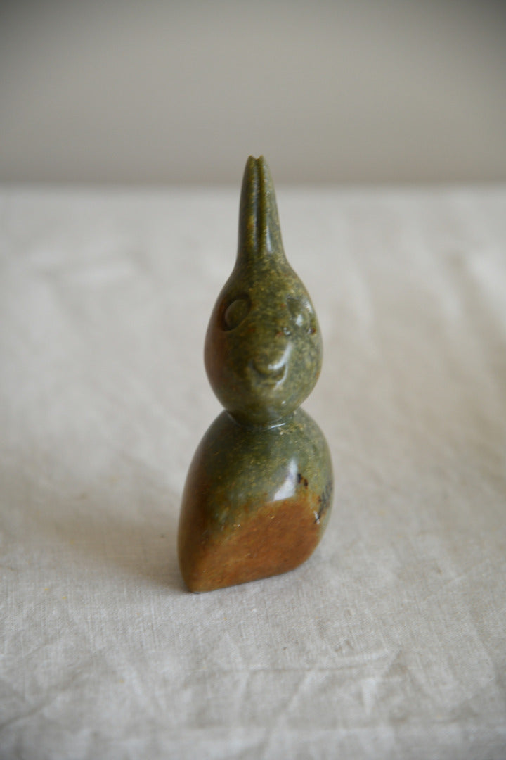 Polished Stone Bunny & Small Vase