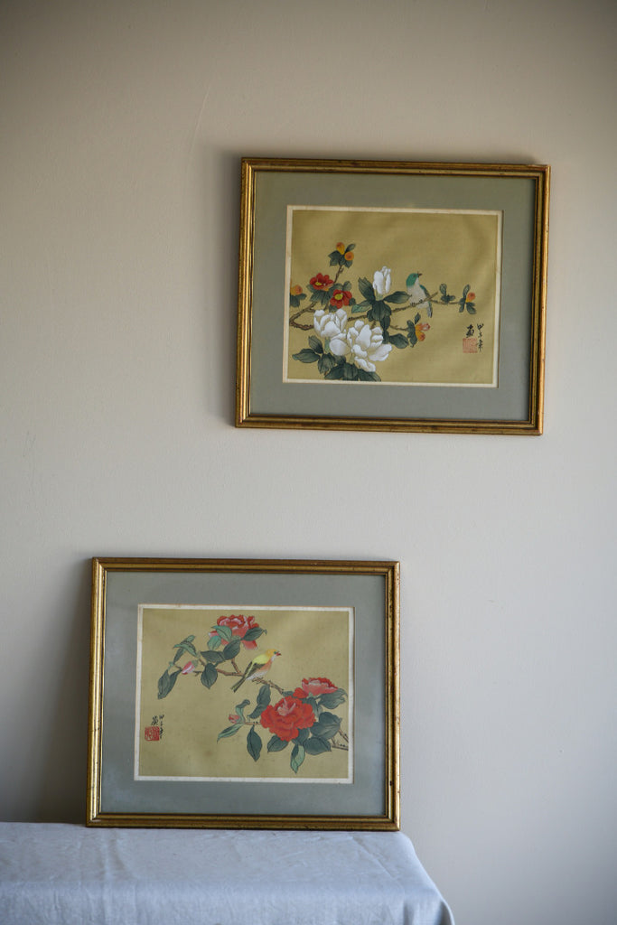 Pair Chinese Silk Paintings