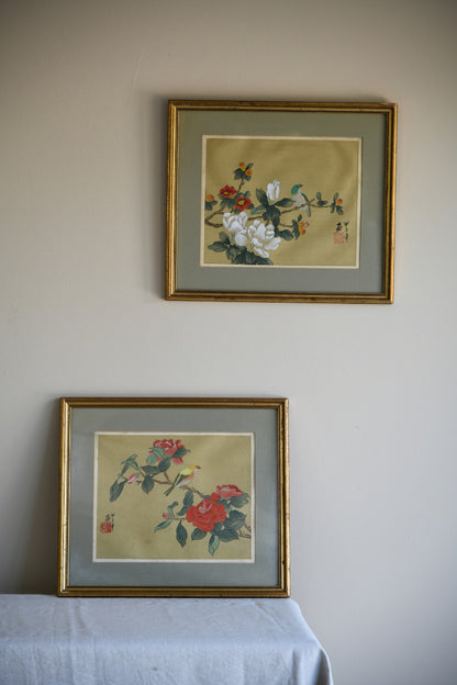 Pair Chinese Silk Paintings