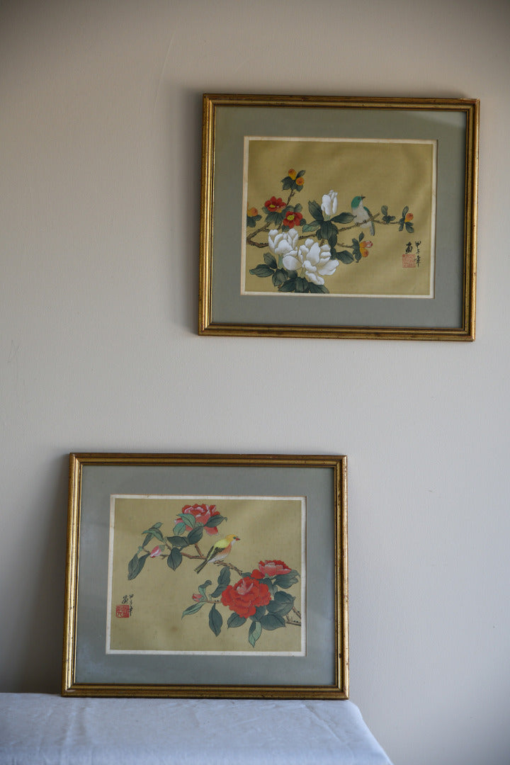 Pair Chinese Silk Paintings
