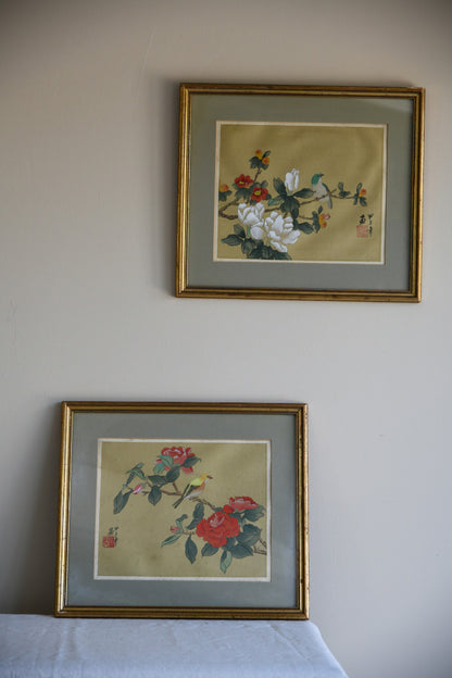 Pair Chinese Silk Paintings