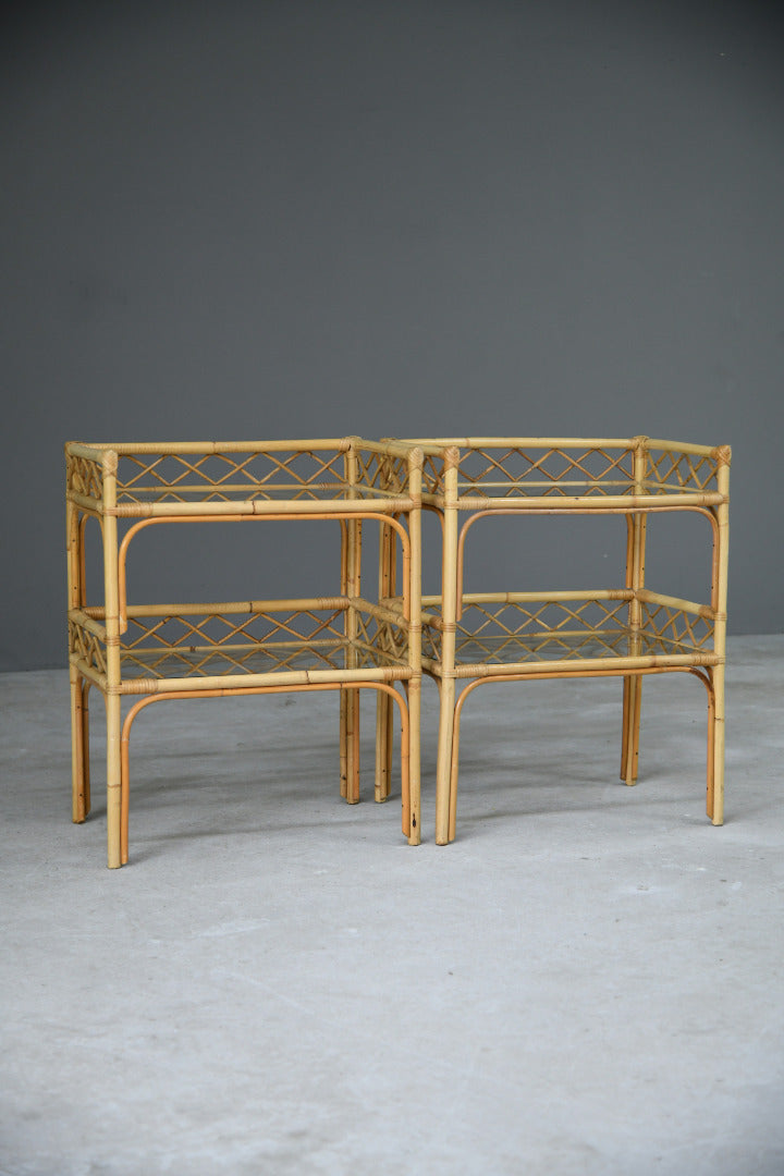 Pair Wicker Bedside Tables