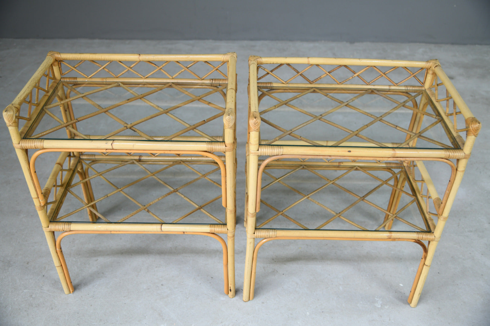 Pair Wicker Bedside Tables