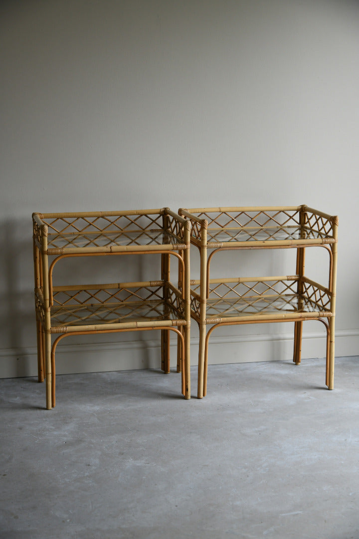 Pair Wicker Bedside Tables