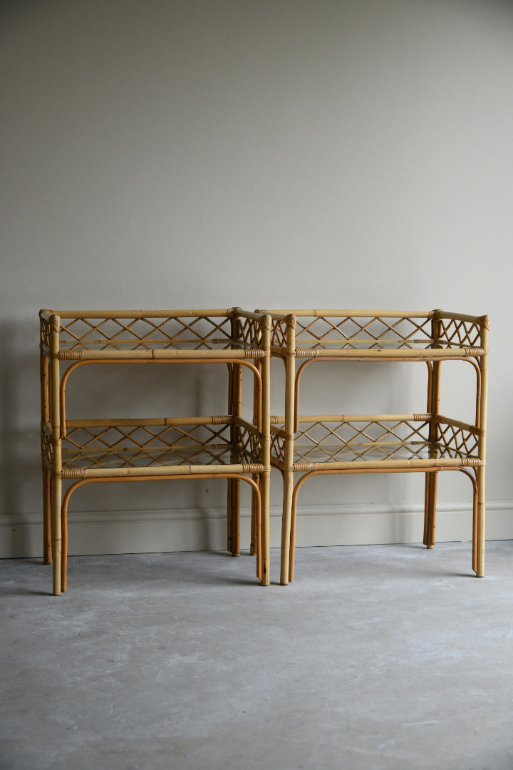 Pair Wicker Bedside Tables