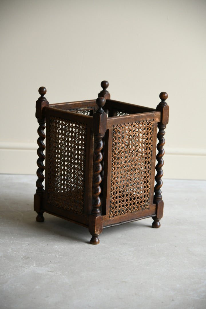 Early 20th Century Cane Waste Paper Basket