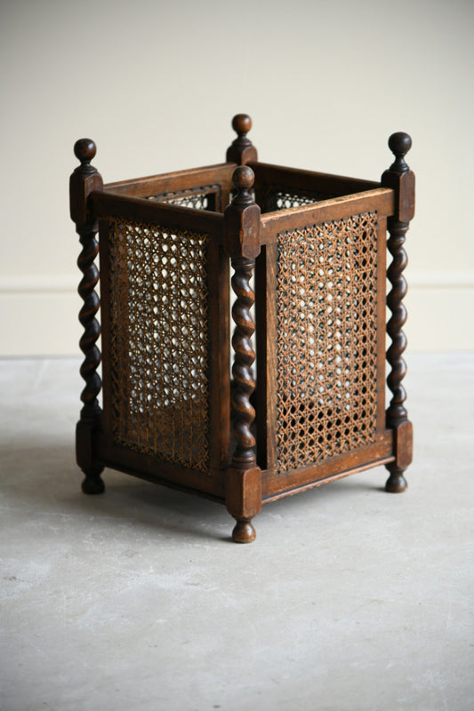 Early 20th Century Cane Waste Paper Basket
