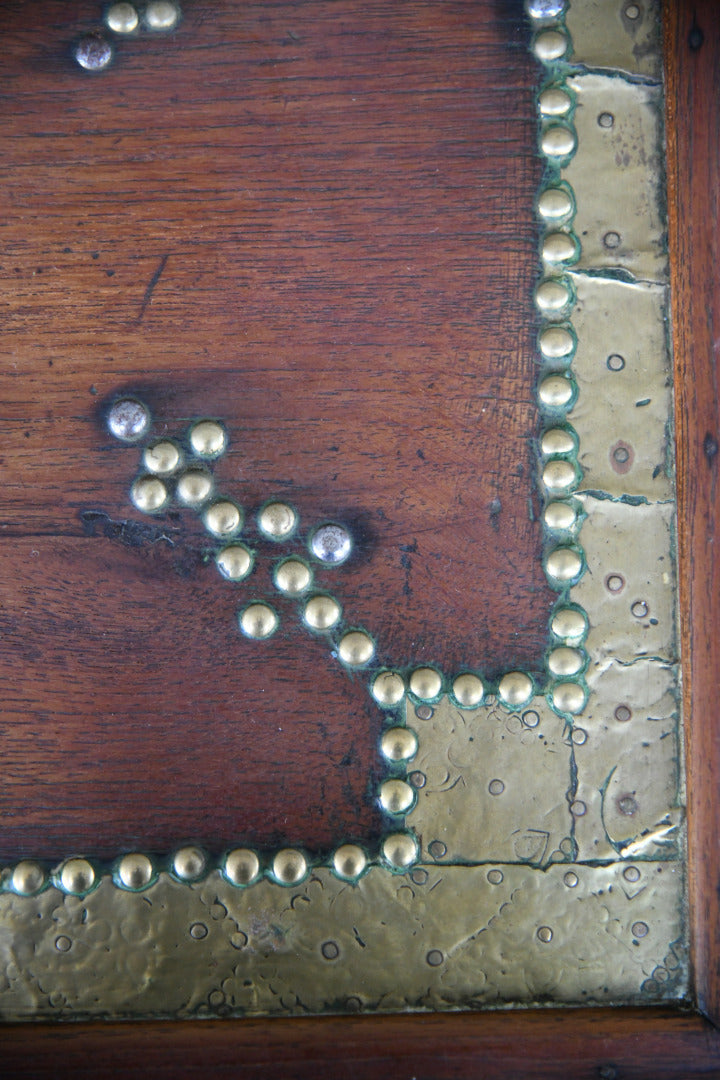 Antique Eastern Teak & Brass Chest